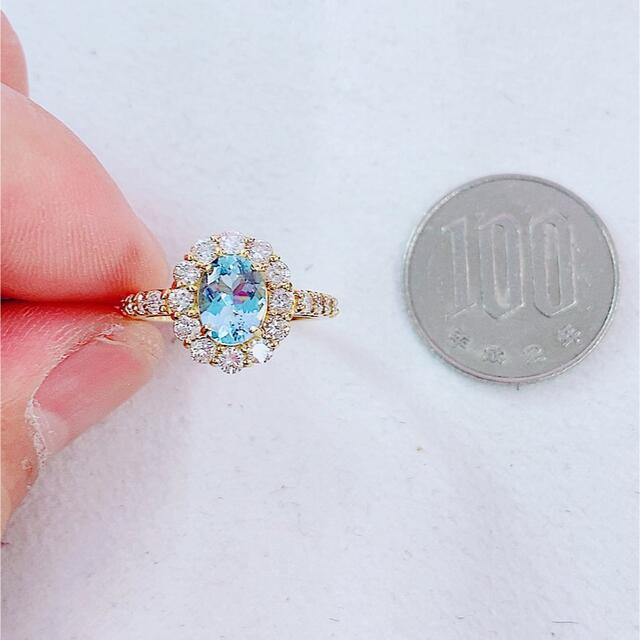 ★0.9ct★アクアマリン✨1.0ctダイヤモンドK18リング指輪