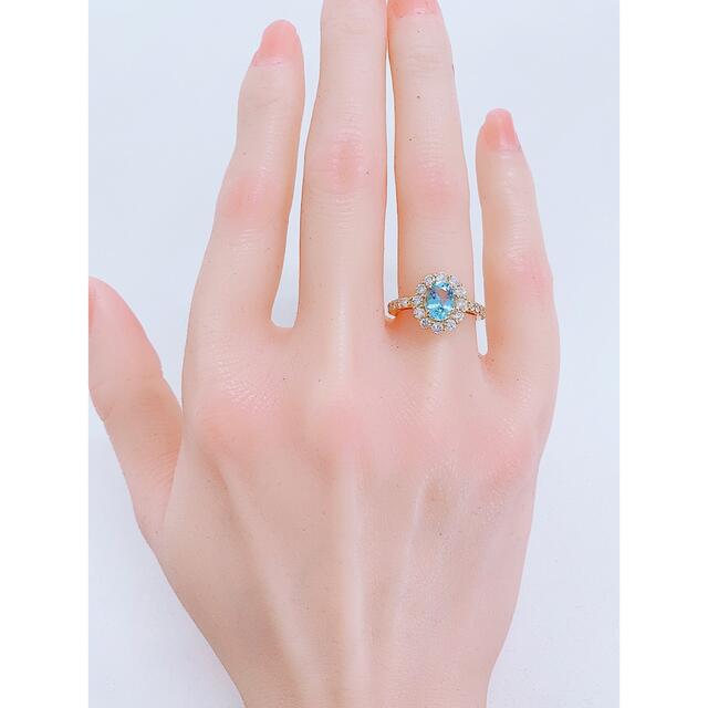 ★0.9ct★アクアマリン✨1.0ctダイヤモンドK18リング指輪