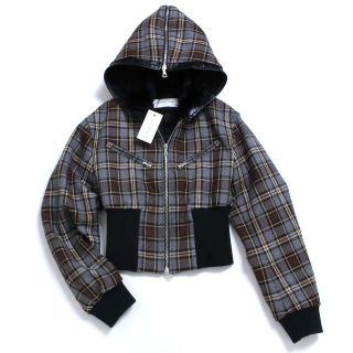 ドリスヴァンノッテン(DRIES VAN NOTEN)の新品 DRIES VAN NOTEN ショート丈 チェックブルゾン グレー(ブルゾン)