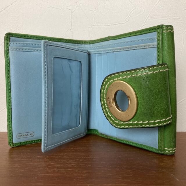 COACH(コーチ)のcoach コーチ二つ折り財布　グリーン レディースのファッション小物(財布)の商品写真