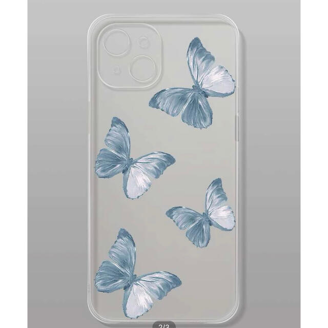iPhone7/8 SE2 蝶々パターン柄 ブルー 青 スマホ/家電/カメラのスマホアクセサリー(iPhoneケース)の商品写真