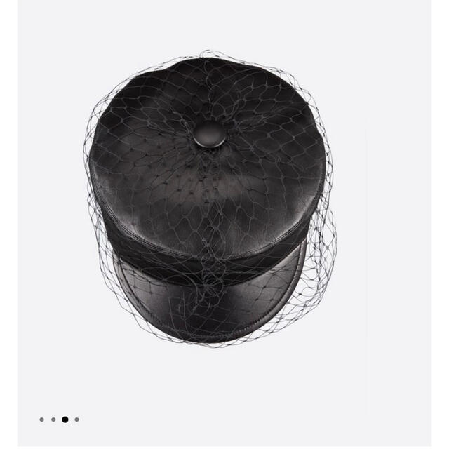 Christian Dior(クリスチャンディオール)の【美品】DIOR レザーキャスケット　58 ラムスキン　チュール付 レディースの帽子(キャスケット)の商品写真