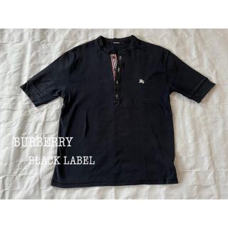 バーバリーブラックレーベル(BURBERRY BLACK LABEL)のバーバリーブラックレーベル黒前立ノバチェック加工半袖Tシャツ日本製(Tシャツ/カットソー(半袖/袖なし))