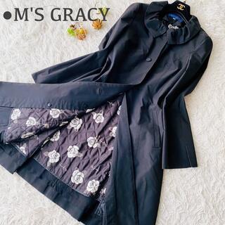 M'S GRACY - 人気完売品 エムズグレイシー カメリア柄 ペタルカラー ライナー付 ロングコート