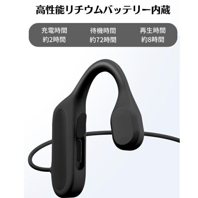 骨伝導　骨伝導イヤホン　Bluetooth5.2　通話　イヤホン　ヘッドホン スマホ/家電/カメラのオーディオ機器(ヘッドフォン/イヤフォン)の商品写真