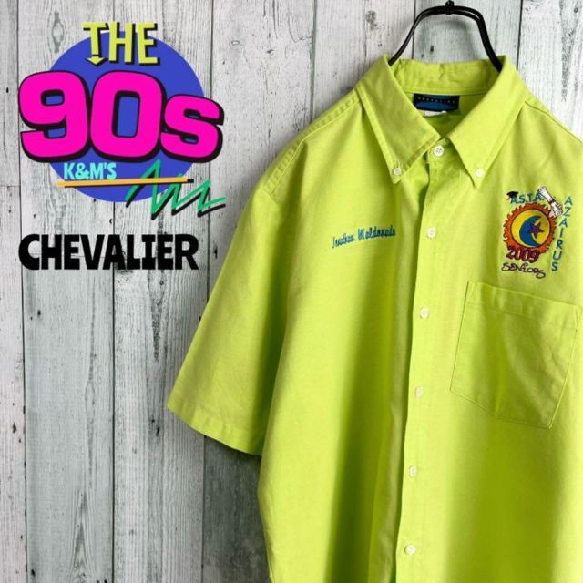 90's CHEVALIER USA製　AZAIRUS ネオンカラーワークシャツ