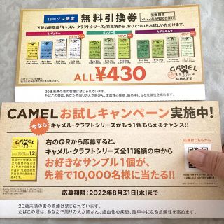 CAMEL 無料引換券(タバコグッズ)