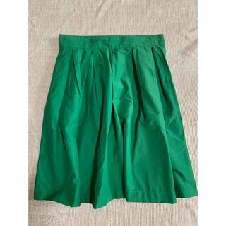 チャイルドウーマン(CHILD WOMAN)のスカート　緑　グリーン　タック　膝丈　可愛い　ポケット有り　左ファスナー(ひざ丈スカート)