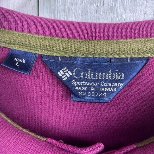 Columbia(コロンビア)の90's Columbiaコロンビア　紺タグ　ロゴ刺繍　鹿の子ポロシャツ メンズのトップス(Tシャツ/カットソー(半袖/袖なし))の商品写真