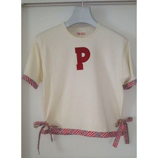 ピンクハウス(PINK HOUSE)のピンクハウスPINKHOUSE★Pロゴ★花柄ゼッケンリボンTシャツ(Tシャツ(半袖/袖なし))