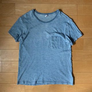 SAVE KHAKI UNITED TシャツXS インディゴボーダー(Tシャツ/カットソー(半袖/袖なし))