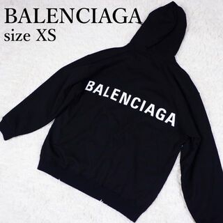 バレンシアガ(Balenciaga)の【美品】BALENCIAGA バックロゴパーカー 長袖 ブラック サイズXS(パーカー)