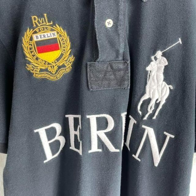 90's ポロバイラルフローレン BERLIN ビックポニー刺繍　ポロシャツ