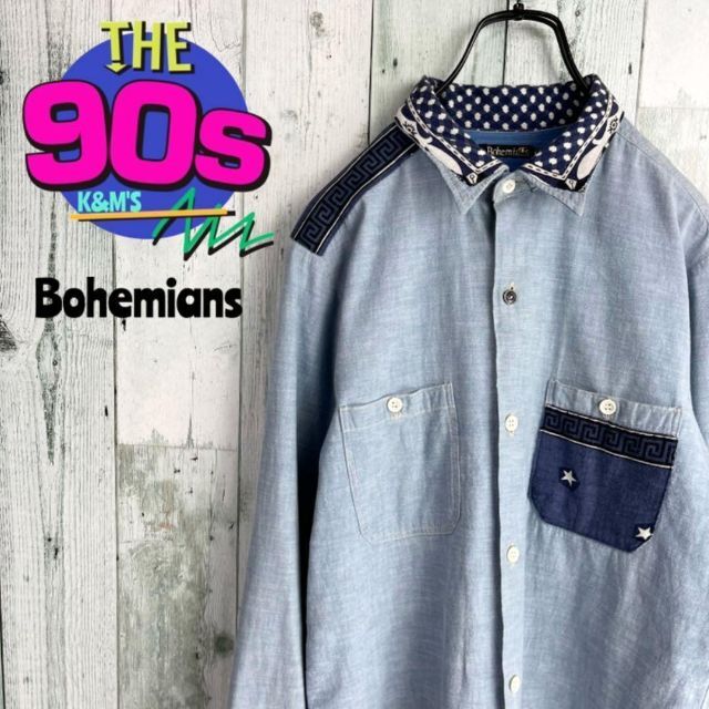 90's BOHEMIANS ボヘミアンズ　クレイジー パターン　リメイクシャツ