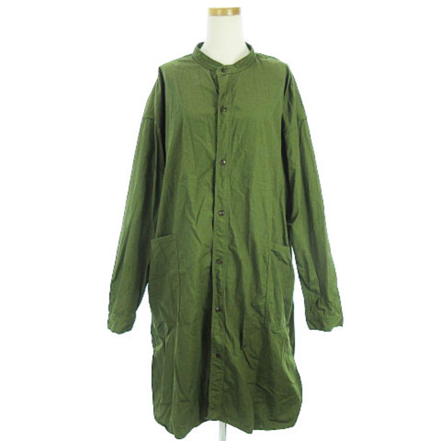スペルバウンド バットダイポプリンオーバーシャツ ワンピース オリーブ 緑系 3