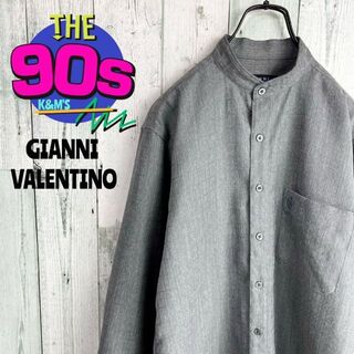 ジャンニバレンチノ(GIANNI VALENTINO)の90's GIANNI VALENTINO ロゴ刺繍　ノーカラー　レトロシャツ(シャツ)