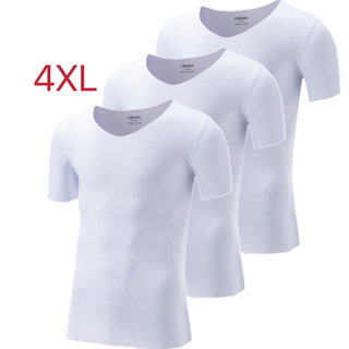 インナーシャツ メンズ 半袖 3枚組 Vネック  スリム Tシャツ 速乾 肌着(Tシャツ/カットソー(半袖/袖なし))