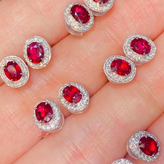 人気ブランドの 任意1ペア価格 天然 ルビー ダイヤ ピアス0.55ct k18