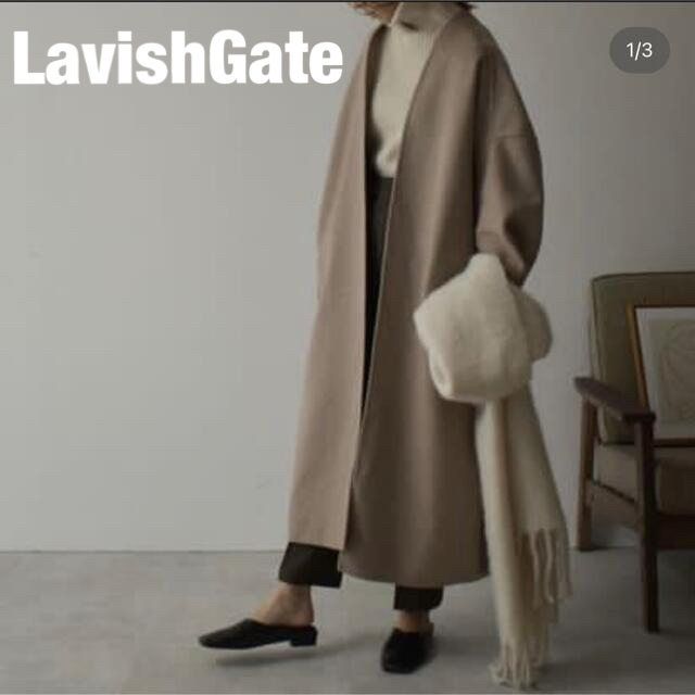 新作商品 Lavishgate ラビッシュゲート ノーカラーウールトレンチ