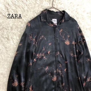 ザラ(ZARA)のZARA ザラ メンズ シャツ 長袖 花柄 ブラック(シャツ)