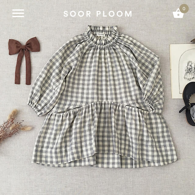 soor ploom Edith Dress, Gingham ワンピース 5y