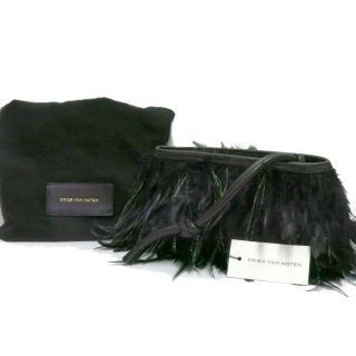 ドリスヴァンノッテン(DRIES VAN NOTEN)の新品 DRIES VAN NOTEN フェザークラッチバッグ  ポーチ ブラック(クラッチバッグ)