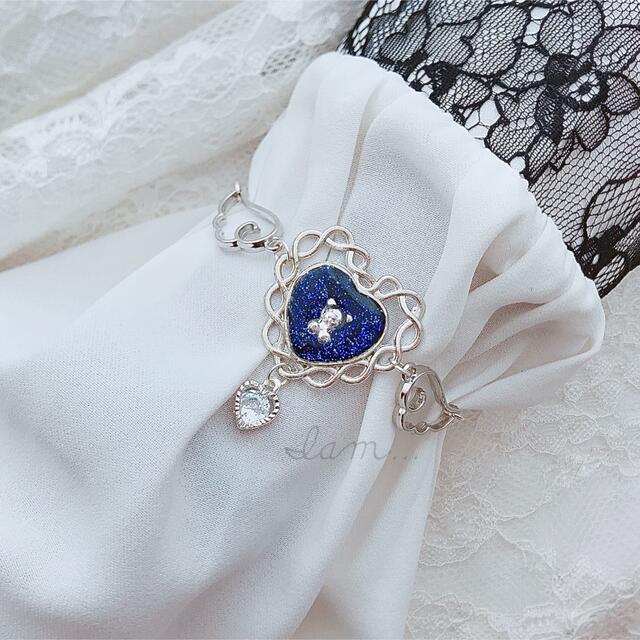 Angel bear bracelet ▶︎Black ハンドメイドのアクセサリー(ブレスレット/バングル)の商品写真