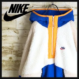 ナイキ(NIKE)のNIKE ナイキ ボア パーカー ジャケット スウォッシュ 刺繍 ロゴ 大きめ(パーカー)