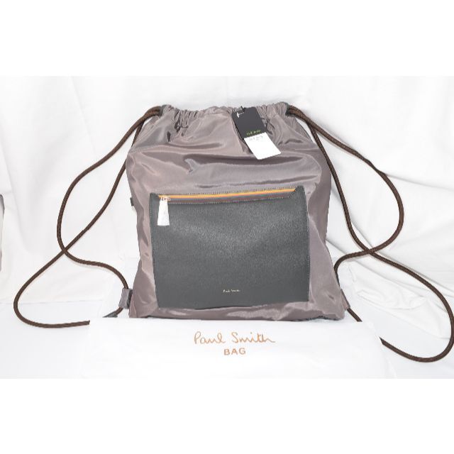 Paul Smith(ポールスミス)の新品☆Paul Smith ストライプ ジップルクス バッグパック☆カーキ メンズのバッグ(バッグパック/リュック)の商品写真