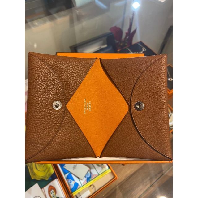 新品未使用 HERMES カードケース カルヴィ ゴールド シルバー金具