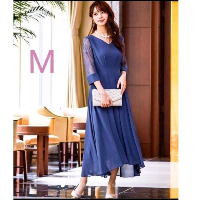春夏新作モデル 美品 niana レース袖セミロングワンピースドレス M