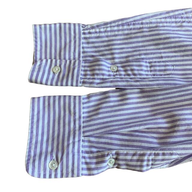 Ralph Lauren(ラルフローレン)のラルフローレン ストライプシャツ 長袖 スーパースリムフィット パープル 刺繍 レディースのトップス(シャツ/ブラウス(長袖/七分))の商品写真