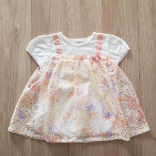 センスオブワンダー(sense of wonder)の美品 センスオブワンダー 花柄 レース チュニック カットソー 120(Tシャツ/カットソー)