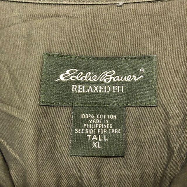 Eddie Bauer(エディーバウアー)のエディーバウアー USA古着 90s ボタンダウン シャツ モスグリーン 単色 メンズのトップス(シャツ)の商品写真