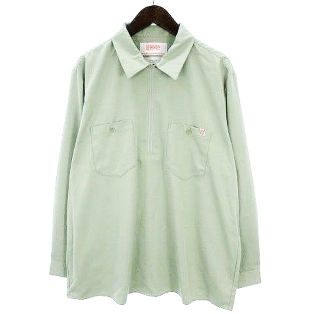 ユニバーサルオーバーオール ワークシャツ 長袖 緑系 グリーン L ■SM0