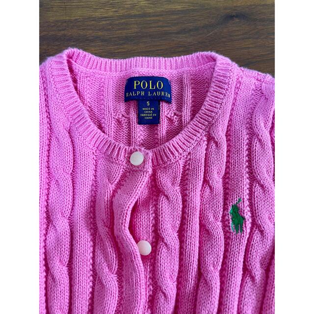 Ralph Lauren(ラルフローレン)のラルフローレン ペプラム カーディガン　ピンク　美品 キッズ/ベビー/マタニティのキッズ服女の子用(90cm~)(カーディガン)の商品写真