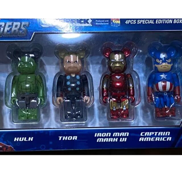ひし型 BE@RBRICK アベンジャーズ ダメージVer. 100% 4体 開封済