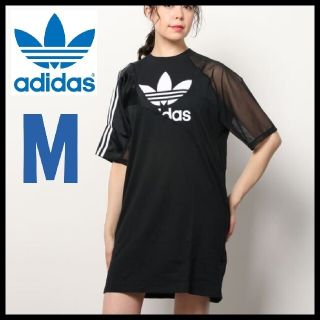 アディダス(adidas)の【アディカラーコレクション】adidas★Tシャツワンピース★チュニック★黒★M(ミニワンピース)