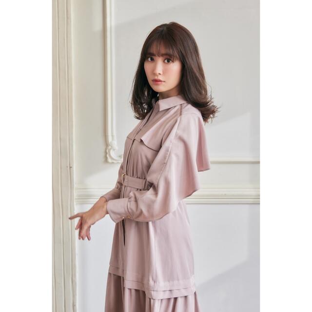 herlipto Belted Ruffle Twill Shirt Dress