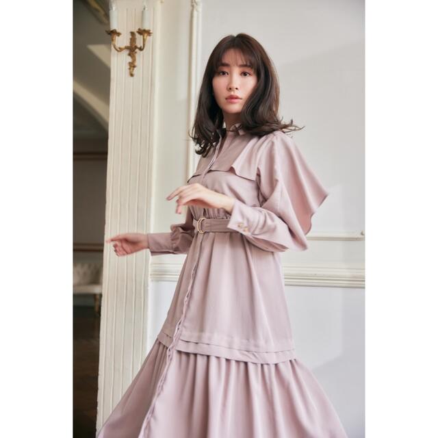 Herlipto Belted Ruffle Twill Shirt Dress