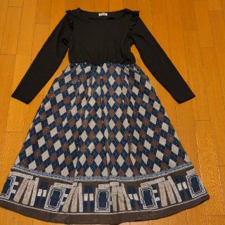 アクシーズファム(axes femme)の美品　axes femme アクシーズファム　アーガイルチェック　ワンピース　M(ロングワンピース/マキシワンピース)