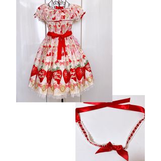 アンジェリックプリティー(Angelic Pretty)のmelty berry princess ワンピース&チョーカー 2点セット(ひざ丈ワンピース)