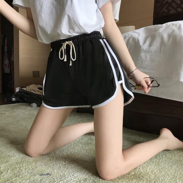 S ショートパンツ グレー ラインパンツ レディース ルームパンツ