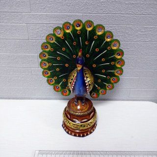 クジャクの置物 インド Wooden Peacock(置物)