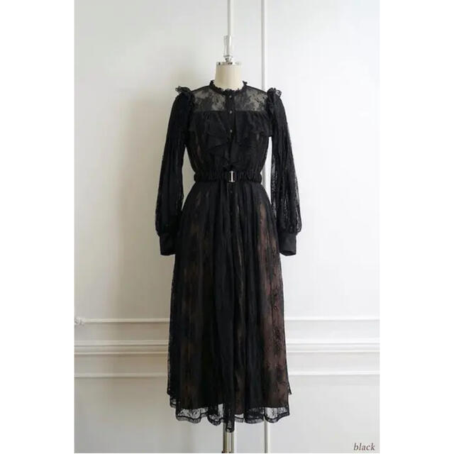 HerliptoRomantic Lace Belted Dress black