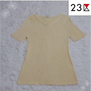 ニジュウサンク(23区)の23区 リブ サマーニット イエロー 2XL(カットソー(半袖/袖なし))