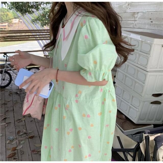 merry jenny(メリージェニー)のpastel heart dress(light green) レディースのワンピース(ロングワンピース/マキシワンピース)の商品写真