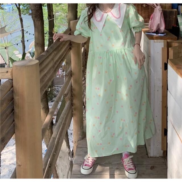 merry jenny(メリージェニー)のpastel heart dress(light green) レディースのワンピース(ロングワンピース/マキシワンピース)の商品写真