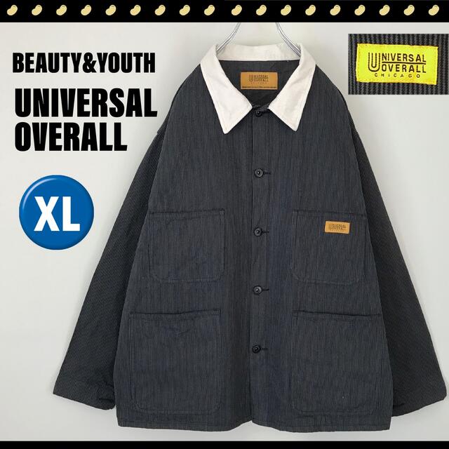 UNIVERSAL OVERALL - ユニバーサルオーバーオール☆BY別注☆ヒッコリーカバーオール☆ワイドショートの通販 by BANK52｜ ユニバーサルオーバーオールならラクマ