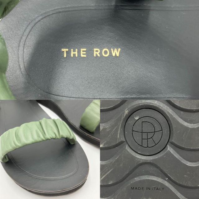 Jil Sander(ジルサンダー)のTHE ROW ザ ロウ 希少ラムレザーストラップサンダル フォレストグリーン レディースの靴/シューズ(サンダル)の商品写真